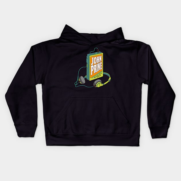 John Prine / Retro Walkman Design / Retro Music Art Kids Hoodie by EliseOB